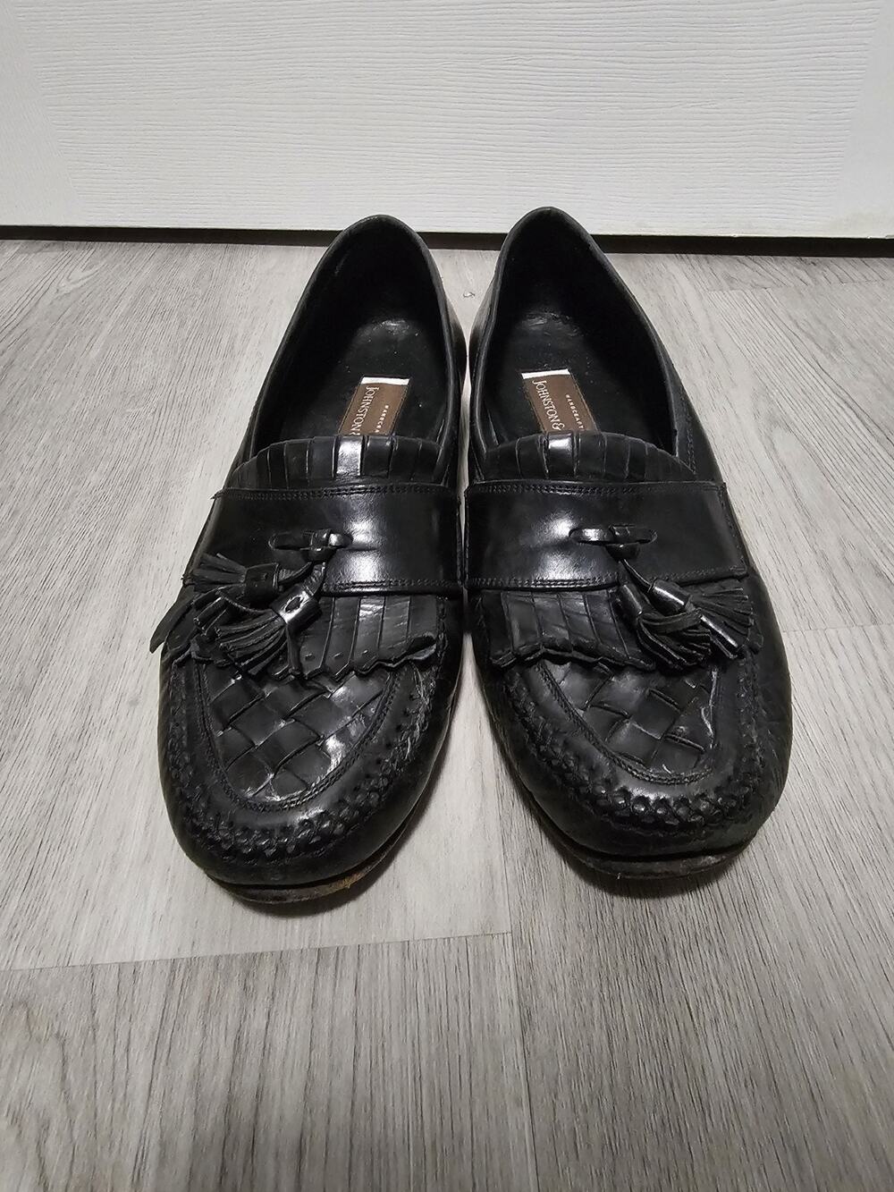 Mens Size Johnston & Murphy Shoes Tassel Loafers Oxford Dress Italy Black